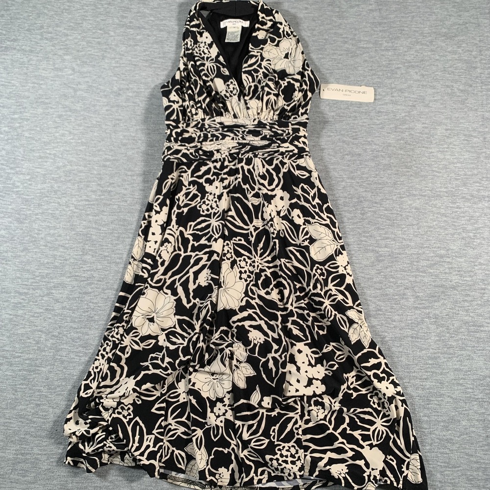 Evan‎ Picone Dress Womens 6 Floral Sleeveless Midi New With Tags V-Neck A-Line